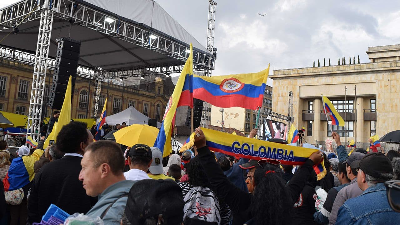 Foto de las protestas en contra de Estados Unidos Plaza de Bolívar
