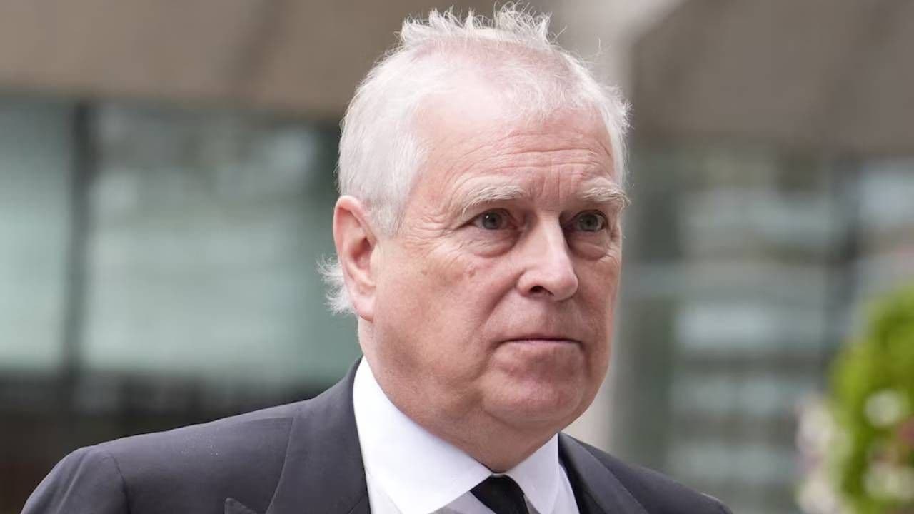 Prince Andrew arriving for the Requiem Mass service f