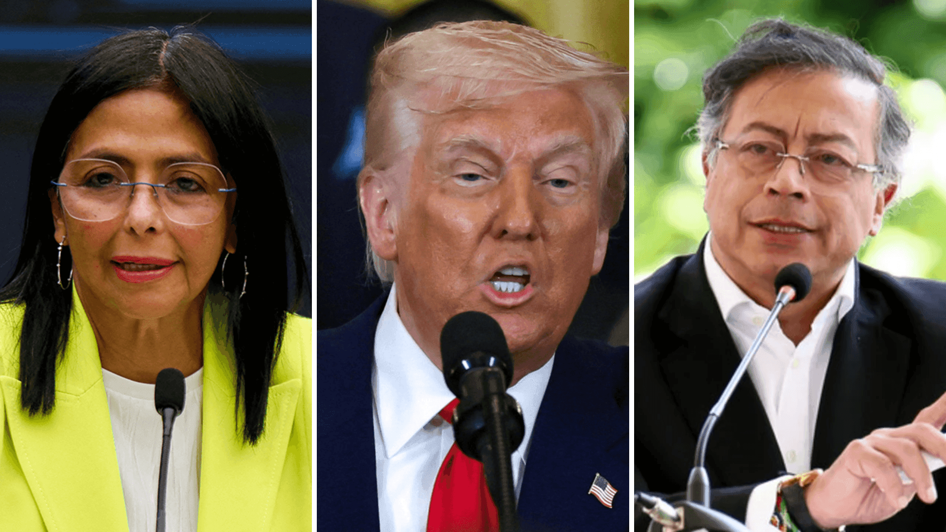 Delcy Rodriguez, Donald Trump y Gustavo Petro Delcy Rodriguez, Donald Trump y Gustavo Petro