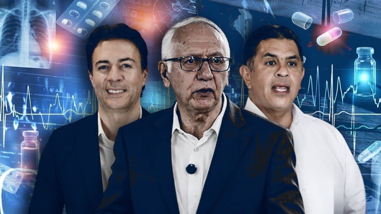 Daniel Quintero (superintendente nacional de Salud), Guillermo Alfonso Jaramillo (ministro de Salud) y Jorge Iván Ospina (interventor de la Nueva EPS).