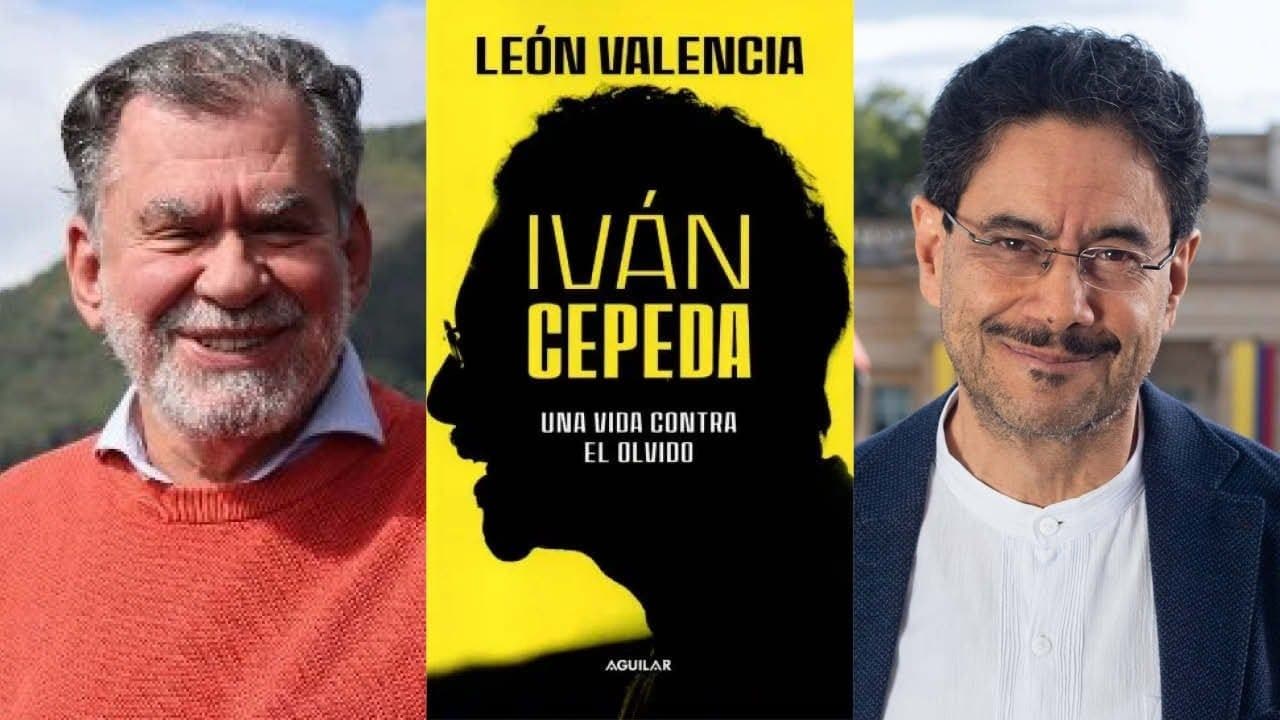 León Valencia, autor del libro 'Iván Cepeda, una vida contra el olvido' y el candidato a la presidencia del Pacto Histórico. Fotos: Colprensa.