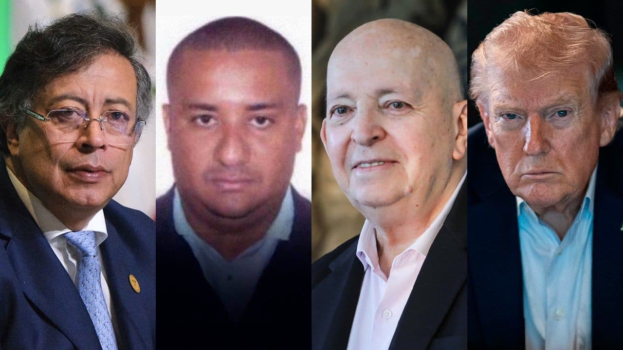 El presidente Gustavo Petro, Jobanis de Jesús Ávila, alias “Chiquito Malo”, Otty Patiño y el presidente de Estados Unidos, Donald Trump.