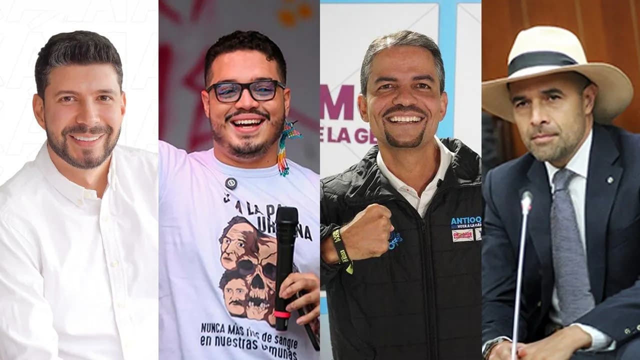 Camilo Gómez, Hernán Muriel, Luis Patiño y Andrés Guerra, cuatro de los representantes elegidos en Antioquia. Fotos Tomadas de Redes Sociales. y página del Senado. Camilo Gómez, Hernán Muriel, Luis Patiño y Andrés Guerra, cuatro de los representantes elegidos en Antioquia. Fotos Tomadas de Redes Sociales. y página del Senado.