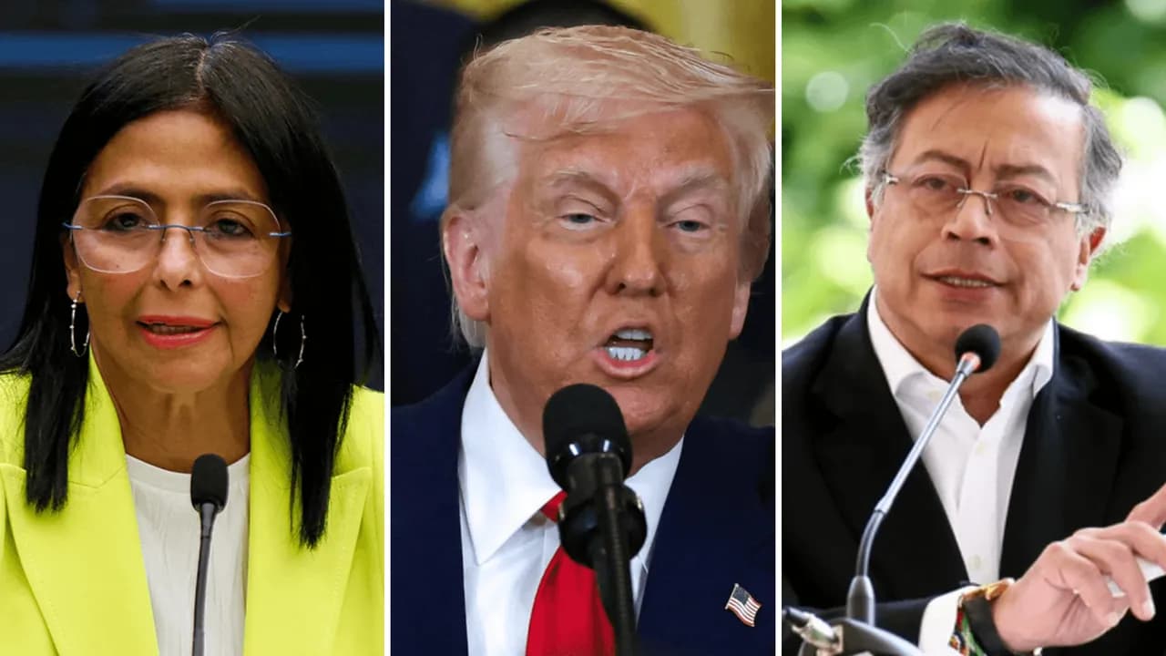 Delcy Rodriguez, Donald Trump y Gustavo Petro Delcy Rodriguez, Donald Trump y Gustavo Petro