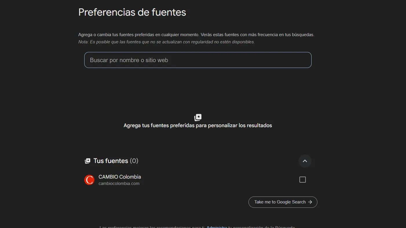 Google habilitó en Colombia la función “Fuentes Preferidas Google habilitó en Colombia la función “Fuentes Preferidas