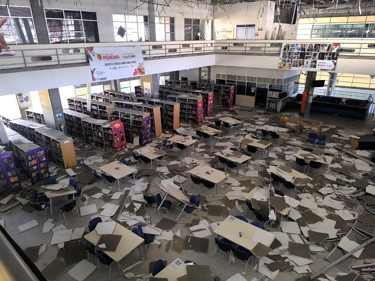 Centro Cultural Lucy Tejada tras el terremoto de 7,4 grados el pasado 10 de agosto. Créditos: Cortesía Centro Cultural Lucy Tejada