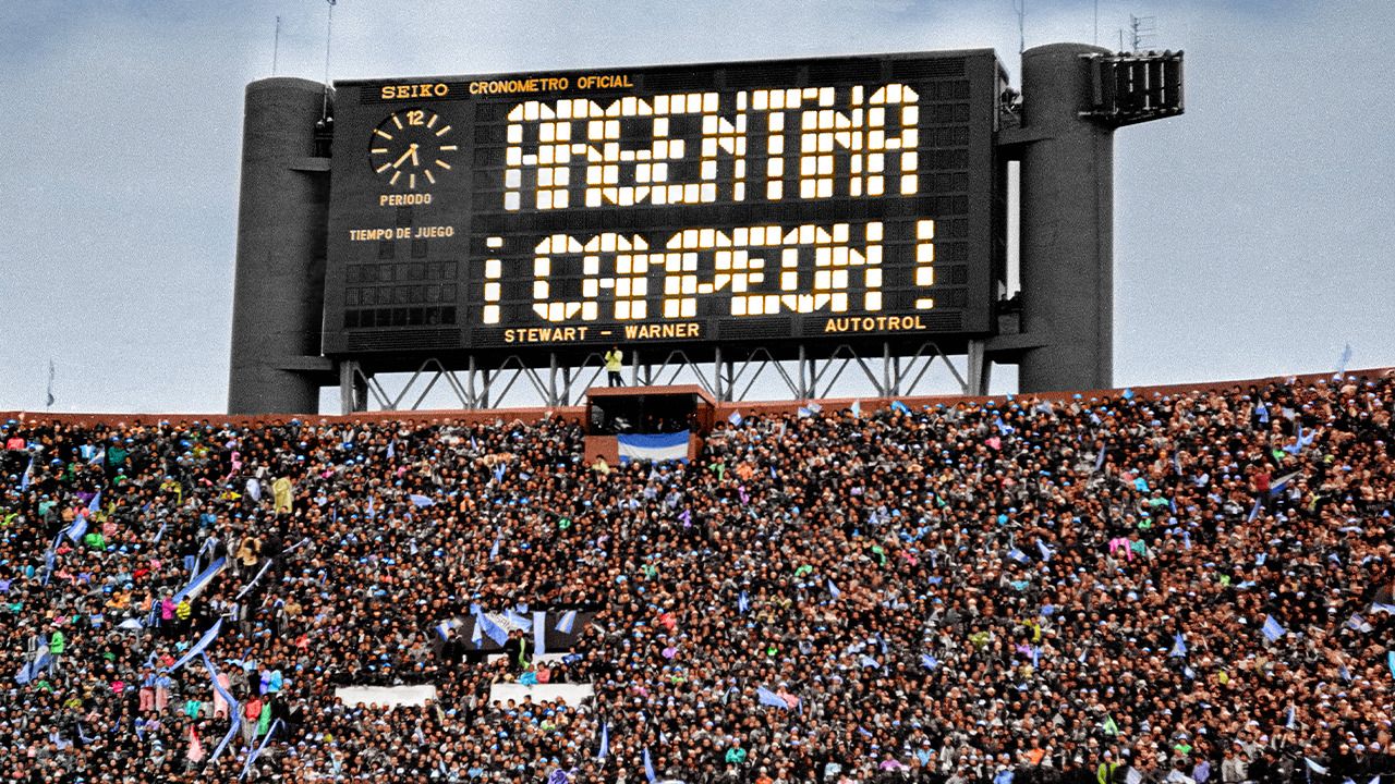 Anuncio oficial de Argentina campeona del mundo en el Estadio Monumental. 