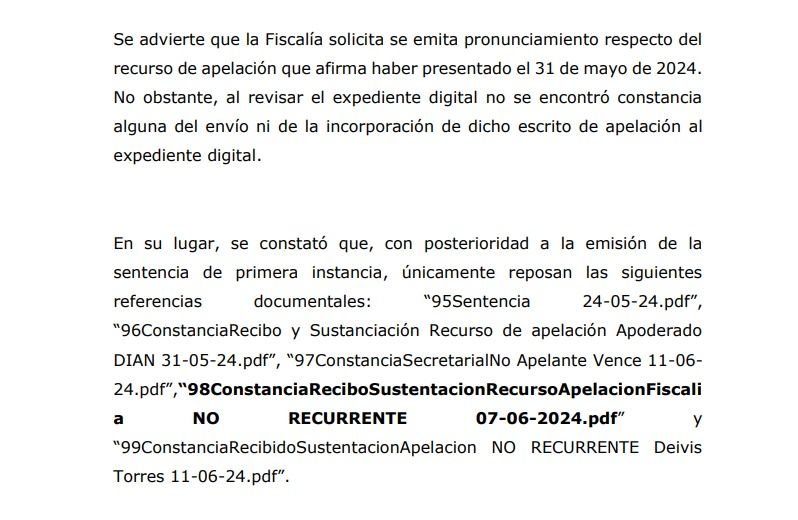 Documento del Tribunal de Barranquilla sobre Saab