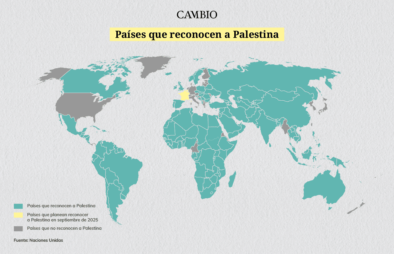Mapa de los países que reconocen a Palestina como Estado