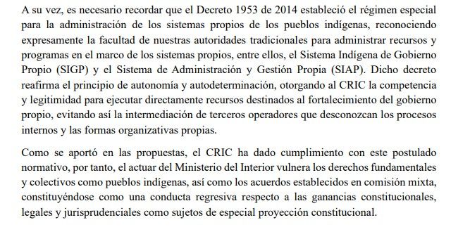 Carta del Cric a Petro 2