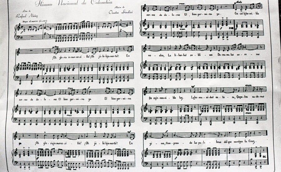 Partitura del himno nacional
