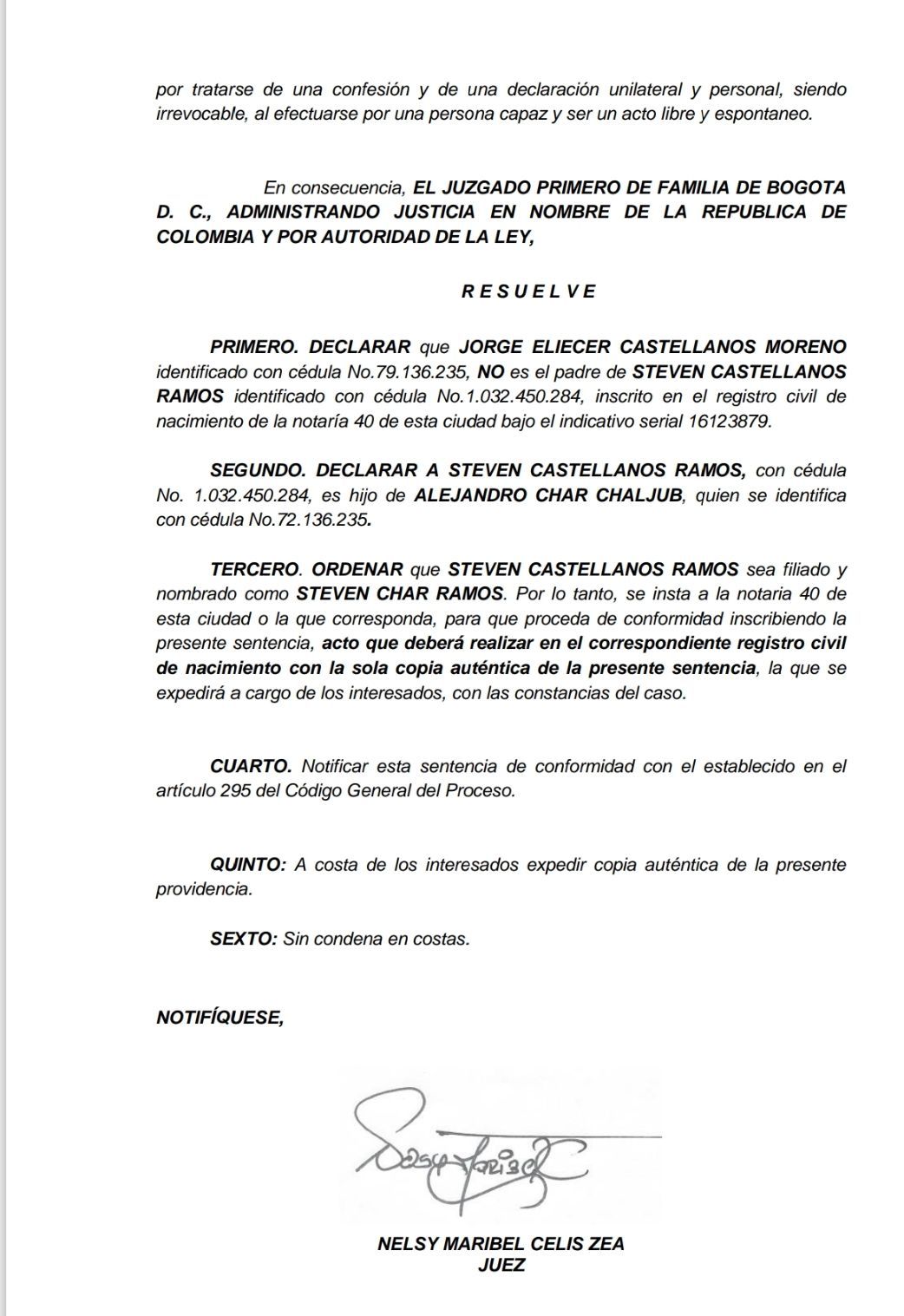 Fallo sobre Alejandro Char