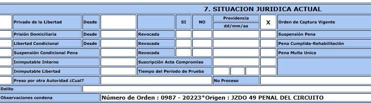 Vigencia orden de captura Edilberto Sánchez Rubiano.