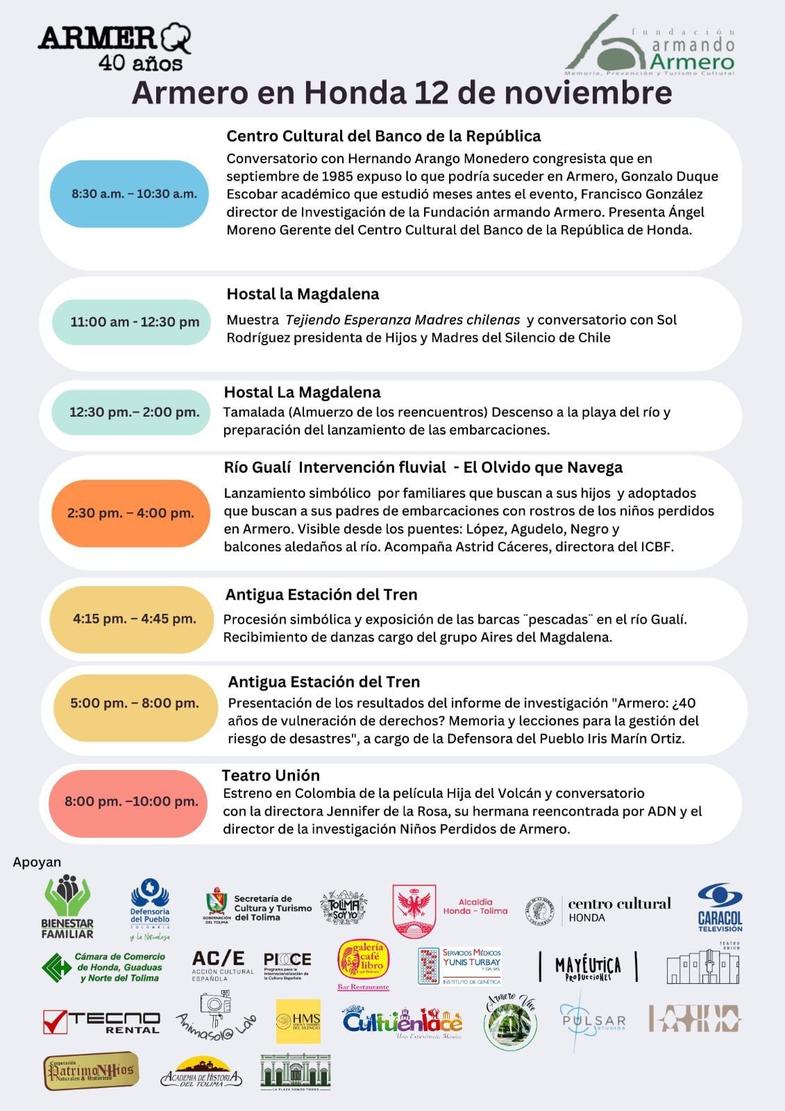 Agenda conmemoración de los 40 años de Armero