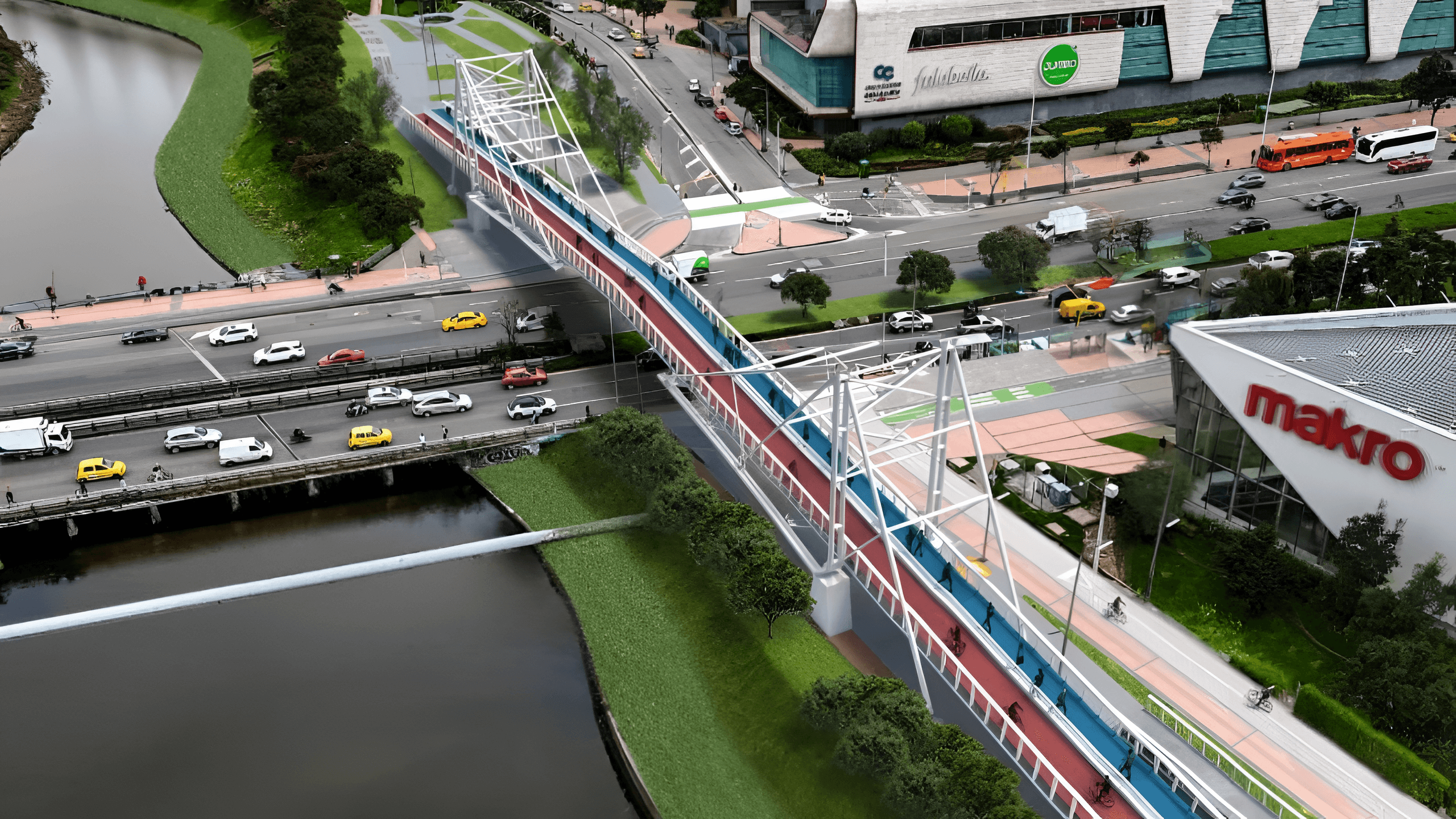 obra de ampliación del puente bicipeatonal en la av. Boyacá con calle 86A