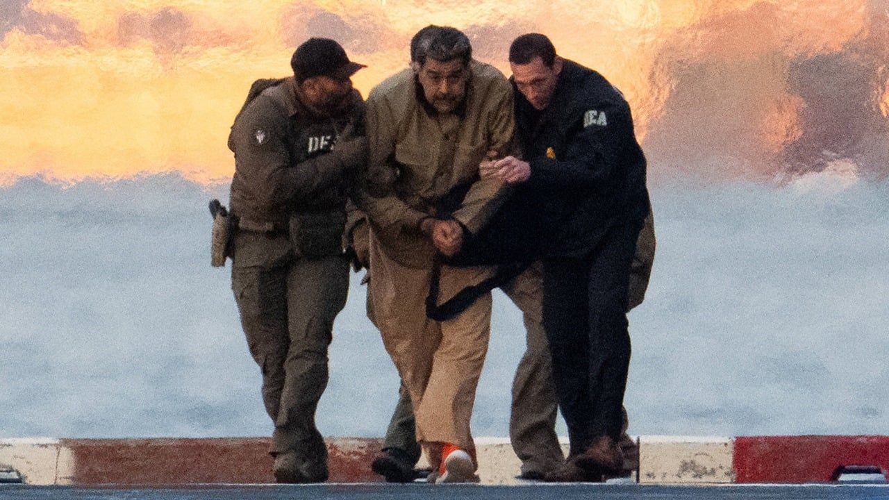 El detenido Nicolás Maduro en la mañana de este lunes.