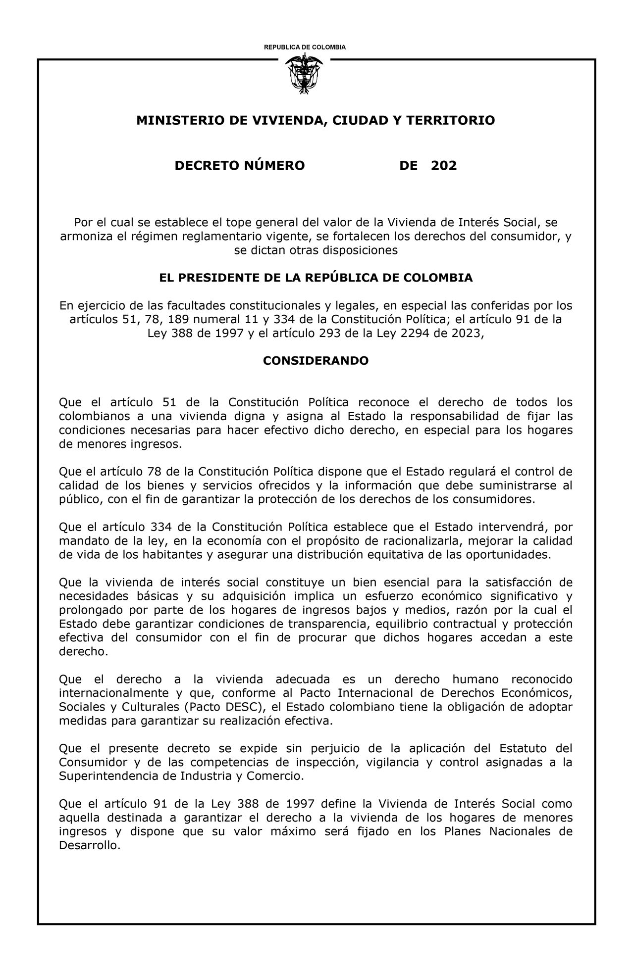 Borrador decreto tope VIS