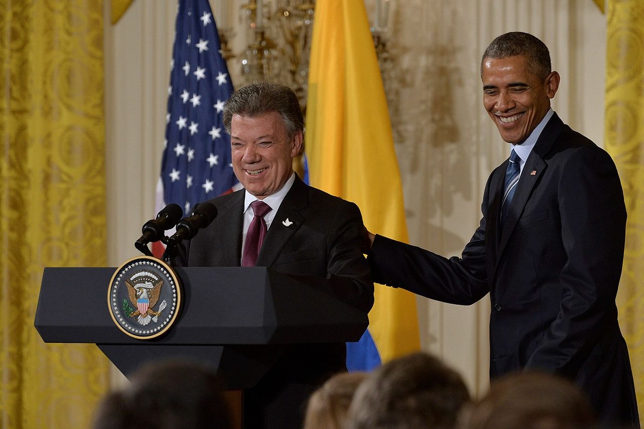 Los presidentes Juan Manuel Santos y Barack Obama.