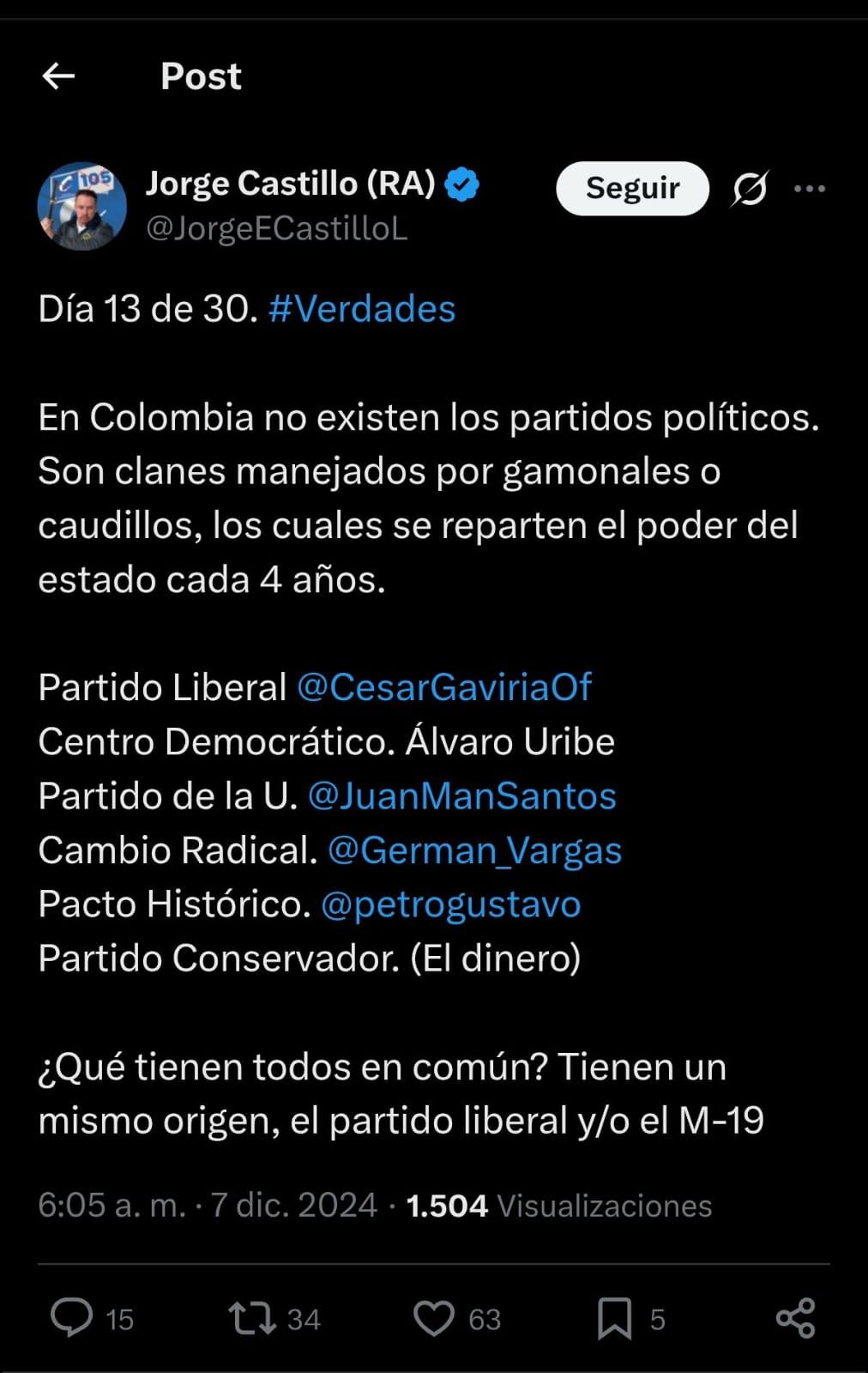 Publicación en redes Jorge Castillo