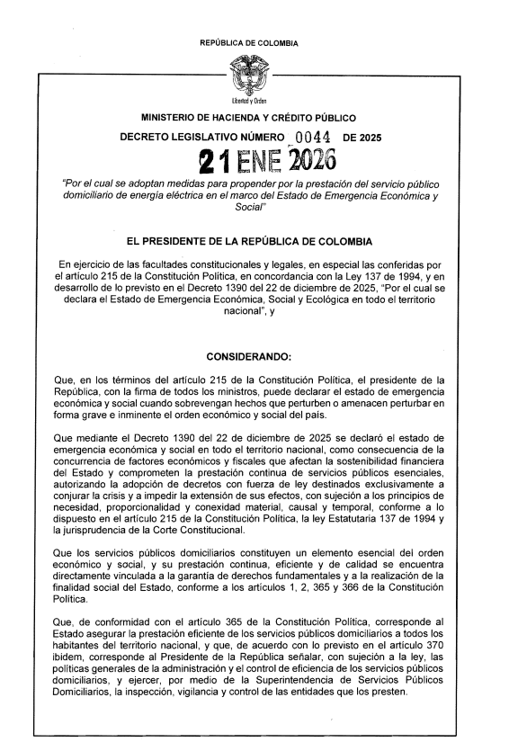 Decreto impuestos energía