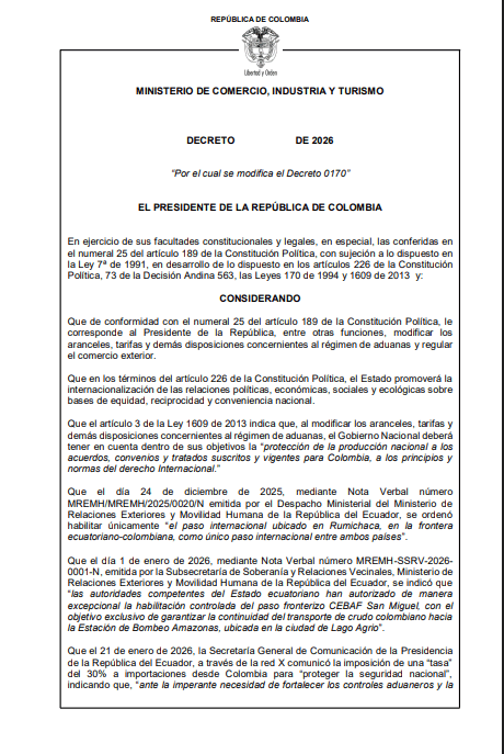 Proyecto de decreto aranceles