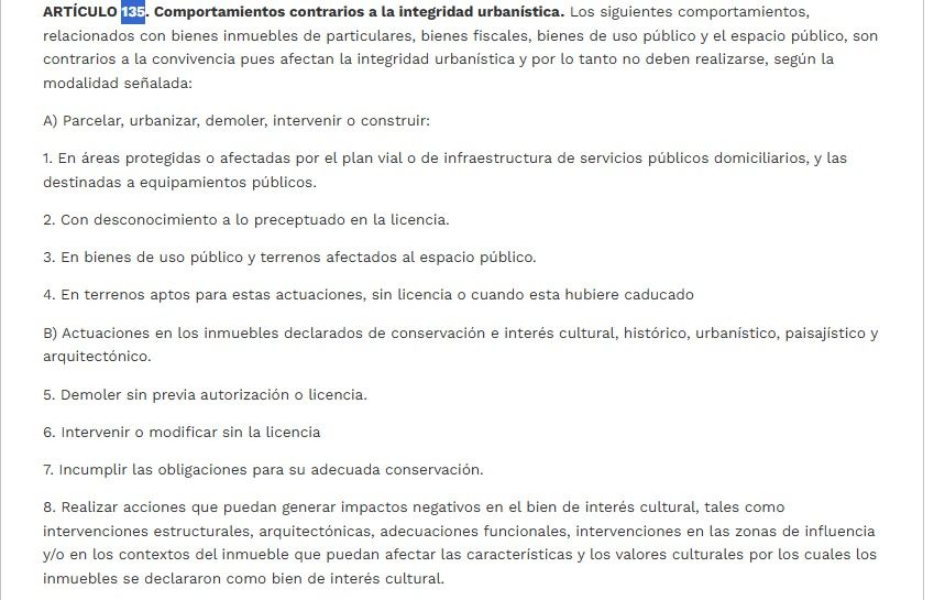 Artículo de la ley urbanismo