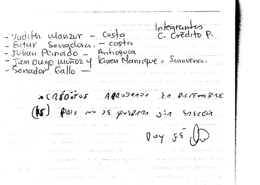 Libreta Olmedo proyectos seis congresistas UNGRD