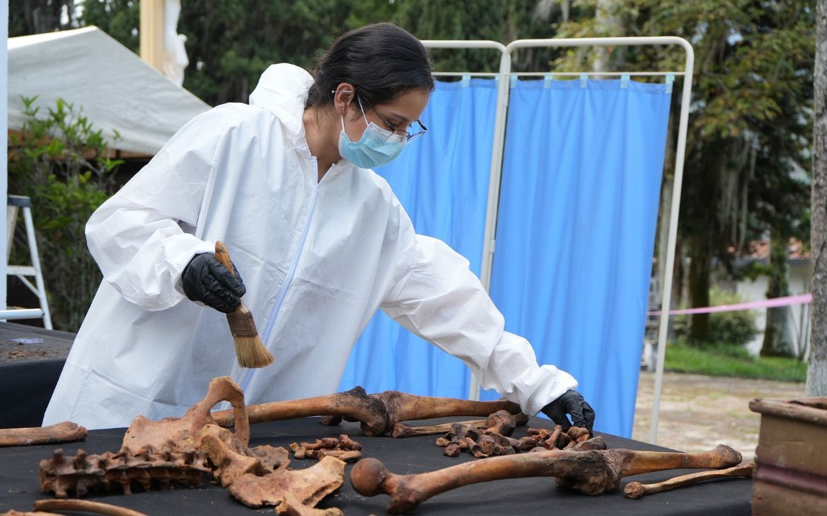 Especialistas forenses analizan restos óseos recuperados en cementerios
