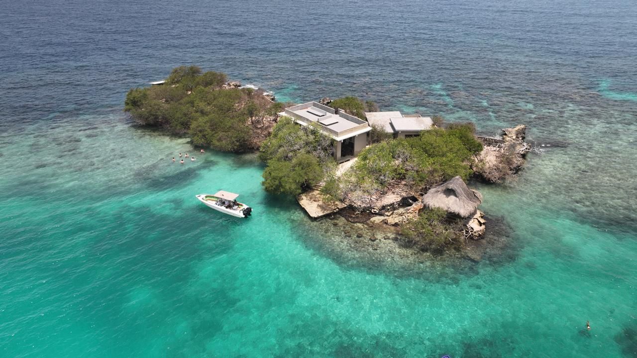 Panorámica aérea de Isla Fiesta, en las Islas del Rosario. Foto ANT.