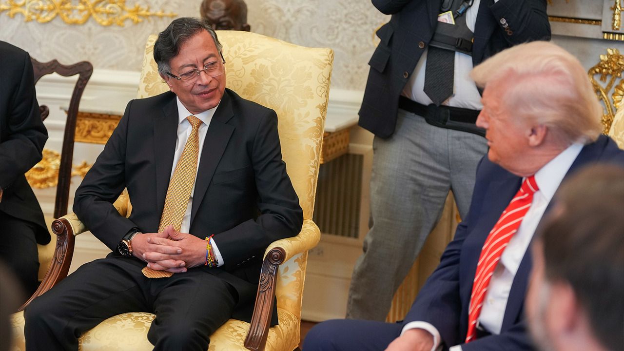 Gustavo Petro, presidente de Colombia; Donald Trump, presidente de Estados Unidos, en el encuentro de este martFoto: Joel González - Presidencia de la República