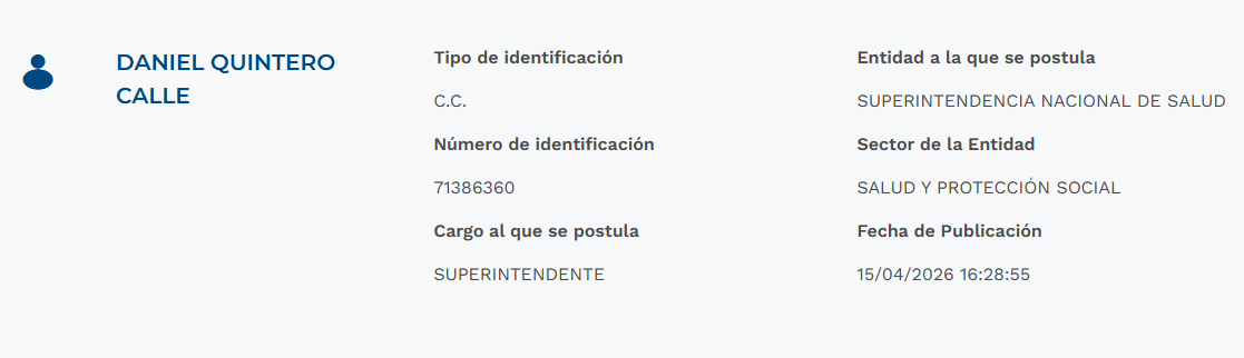 Daniel Quintero aparece en la plataforma de aspirantes de la Presidencia.