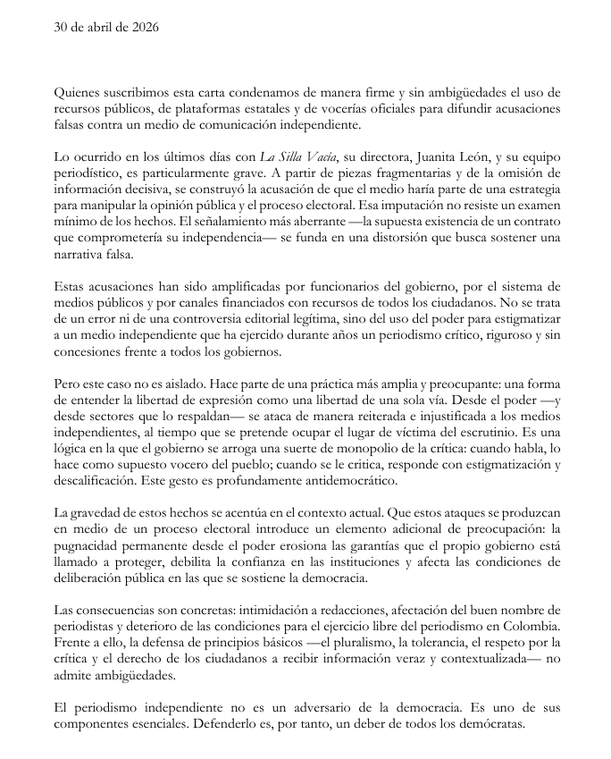 carta periodistas